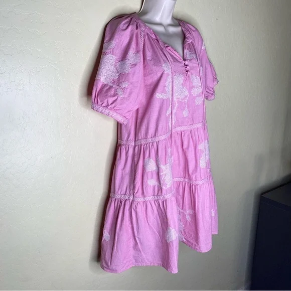 Rose and Rose Snaresbrook Pink Embroidered Floral Tunic Tassels Dress Size S - Picture 5 of 16